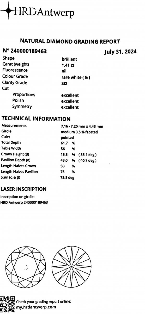 Solitair ring 1.41 crt.